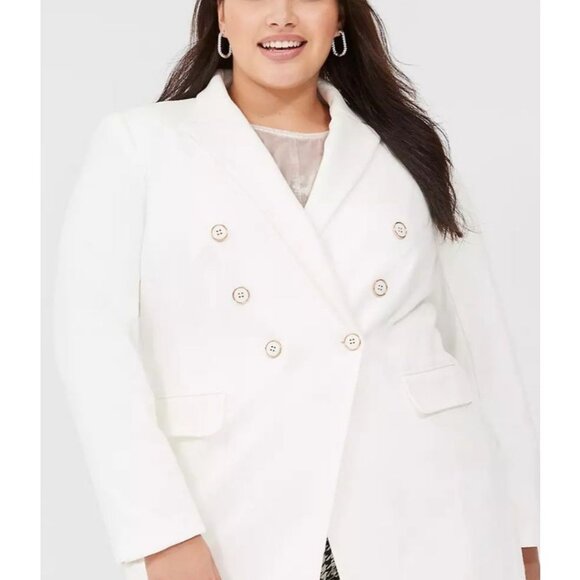 Lane Bryant Longline Double Breasted White Blazer Jacket Sz 20 NWT - Picture 1 of 9
